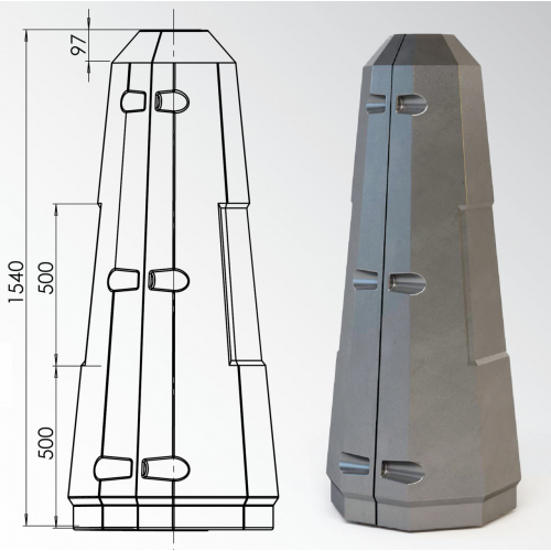 Цоколь восьмигранный стеклопластиковый А1 380х1540 мм в Краснодаре


